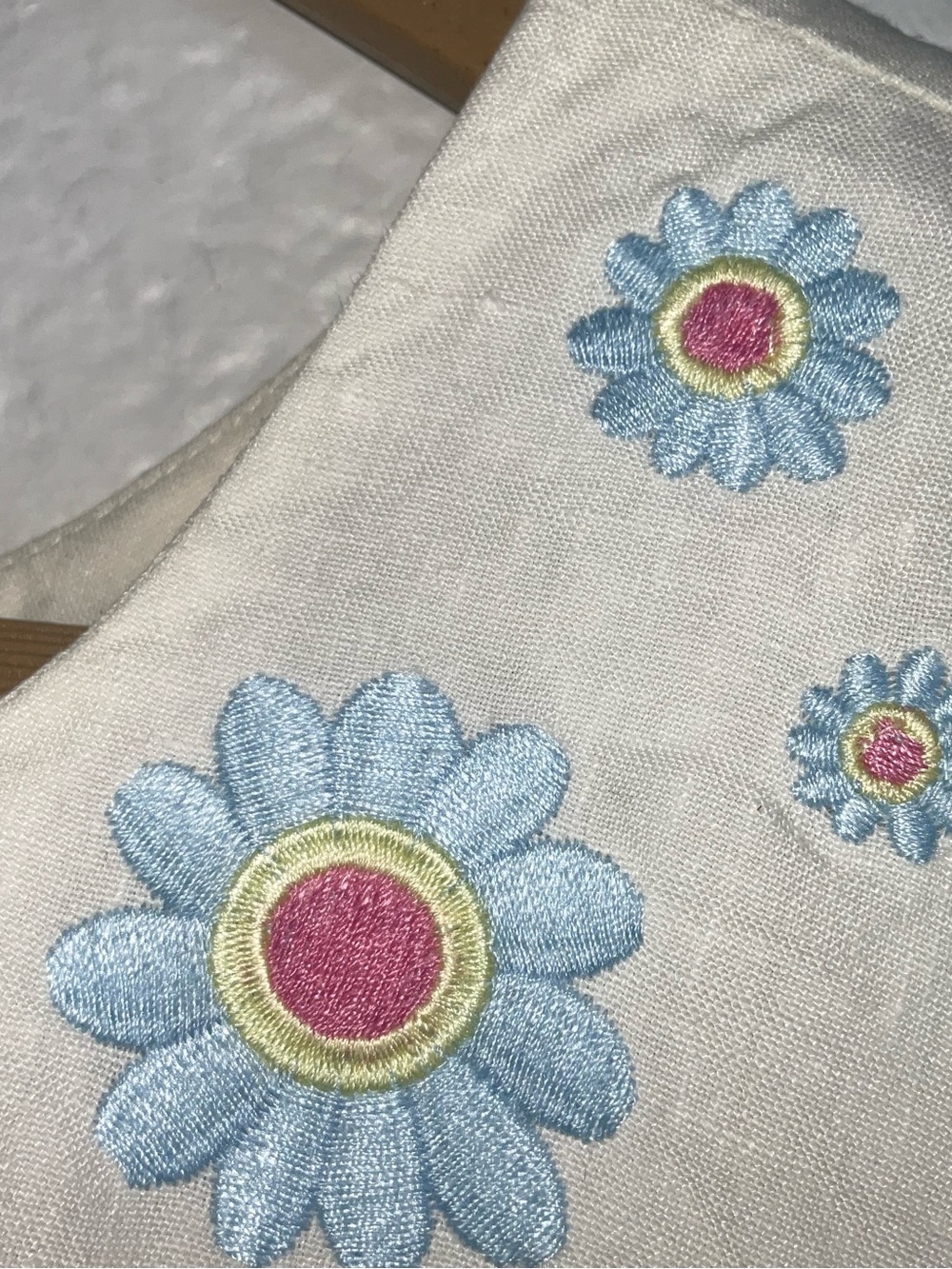 Fanm Mon White Mini Dress with Blue & Pink Floral Embroidery - Picture 4 of 7